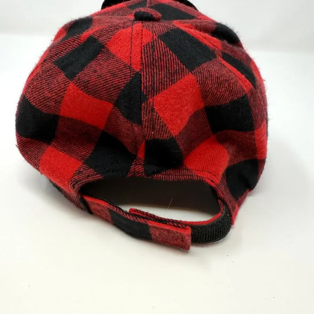 Disney Mickey Mouse 3D Flannel Buffalo Check Plaid Toddler Hat One Size